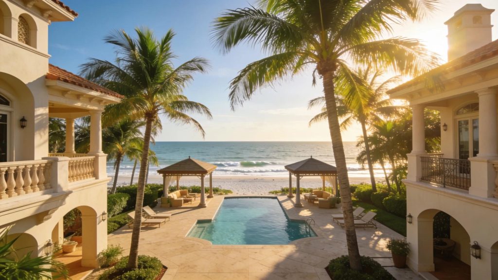 Luxury Gulf-front estate in Clearwater Beach with stunning architecture and beach view